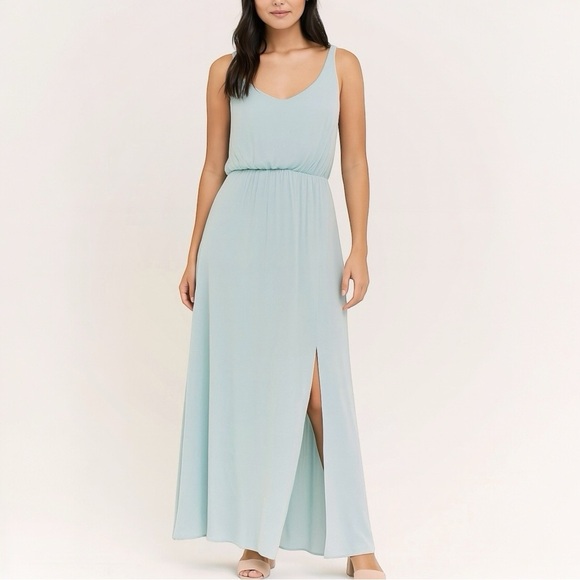 SHOW ME YOUR MUMU Kendall Maxi Dress in Silver Sage Crisp - Picture 1 of 9